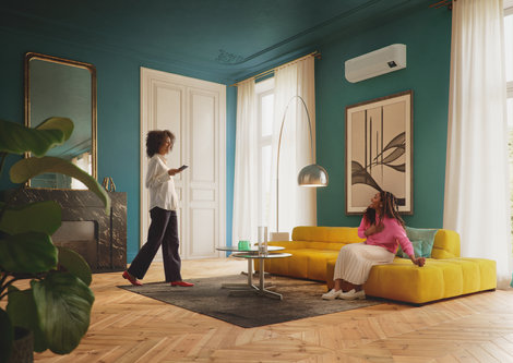 Air conditioning in a bright modern living room